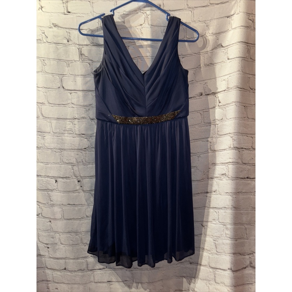 Davids Bridal bridesmaid dress Size 10 Baby Blue With Black Sparkling Band